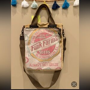 Vintage Tote Bag - Brown and Cream